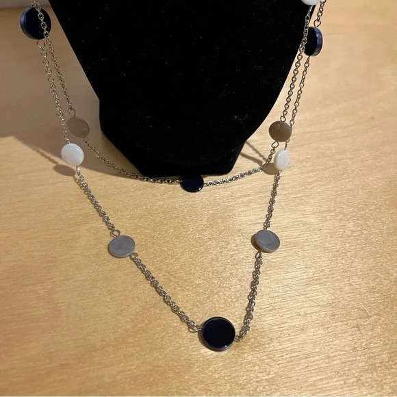 Layered Boho Chic Statement Necklace Black Grey White Silver Career Party - Picture 3 of 6